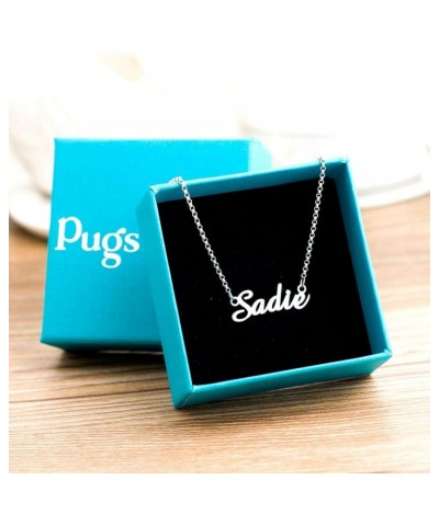 Personalized Custom Name Necklace 925 Sterling Silver Classic Script Initial Nameplate Necklaces Gifts for Girls Womens SADIE...