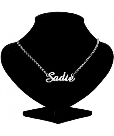 Personalized Custom Name Necklace 925 Sterling Silver Classic Script Initial Nameplate Necklaces Gifts for Girls Womens SADIE...