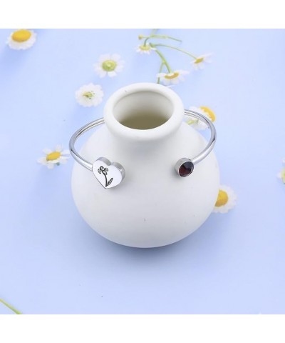 Birth Flower Bracelet Cuff Birthday Birthstone Jewelry for Women Teen Birthday Gift for Her February- Iris BS $9.33 Bracelets