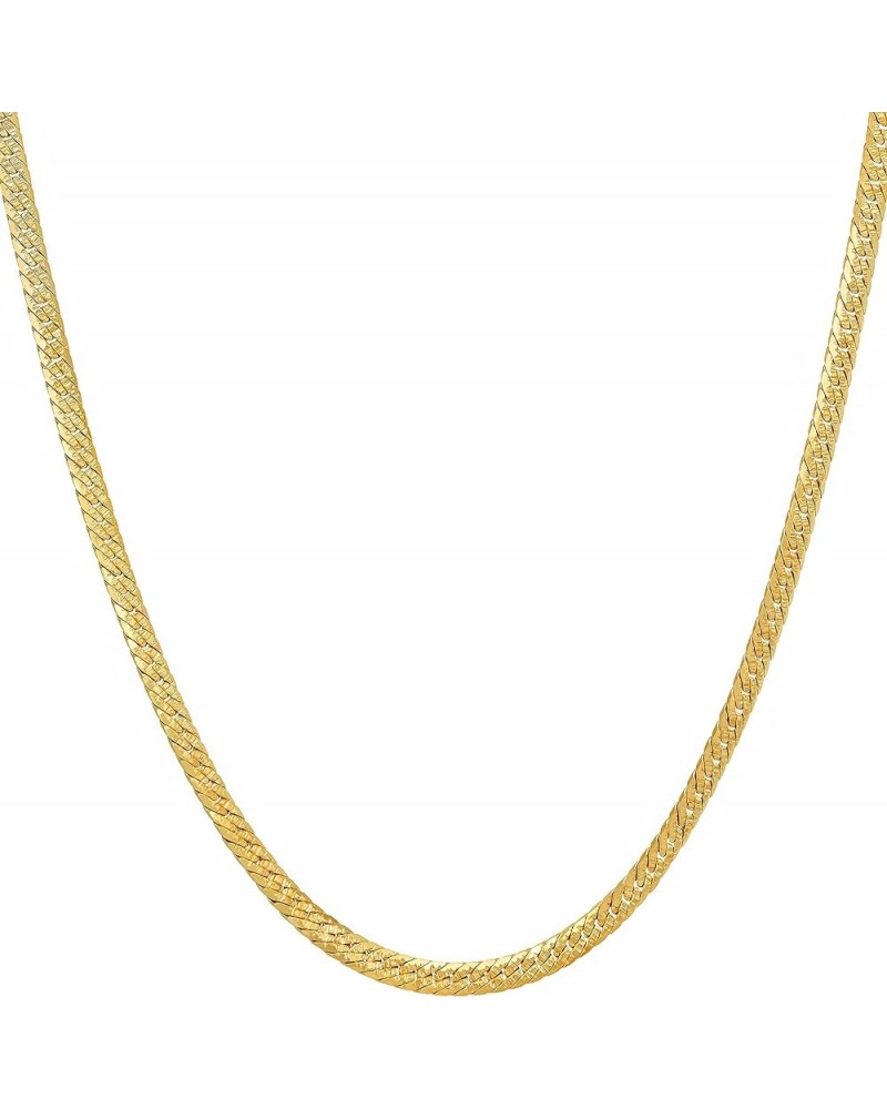 Crushed Herringbone Chain Necklaces for Women and Men 24k Gold Plated 26 inches 2.5mm Gold $25.46 Necklaces