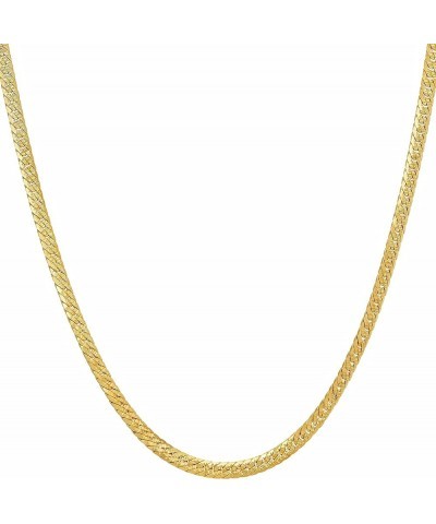 Crushed Herringbone Chain Necklaces for Women and Men 24k Gold Plated 26 inches 2.5mm Gold $25.46 Necklaces