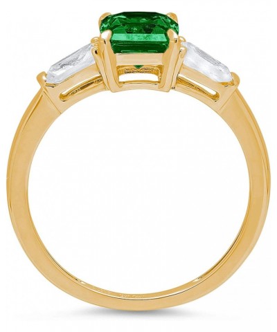 2.0 ct Emerald cut 3 stone Solitaire Simulated Green Emerald Engagement Promise Anniversary Bridal Ring 14k Yellow Gold $98.0...