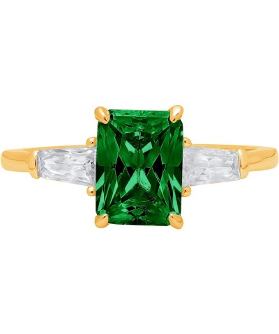 2.0 ct Emerald cut 3 stone Solitaire Simulated Green Emerald Engagement Promise Anniversary Bridal Ring 14k Yellow Gold $98.0...