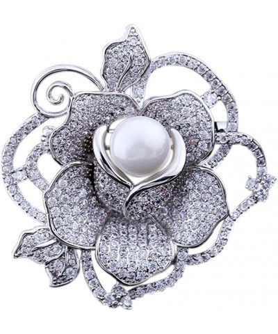 Fashion Accessorices Shell Pearl Flower Brooch Women Safety Pin White Pink xz-8004-rose $16.27 Brooches & Pins