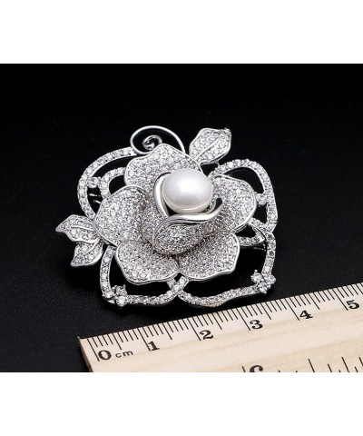 Fashion Accessorices Shell Pearl Flower Brooch Women Safety Pin White Pink xz-8004-rose $16.27 Brooches & Pins