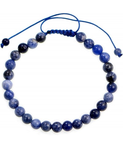 Natural 6mm Gemstone Bracelets Healing Power Crystal Macrame Adjustable 7-9 Inch 37 Sodalite $5.50 Bracelets