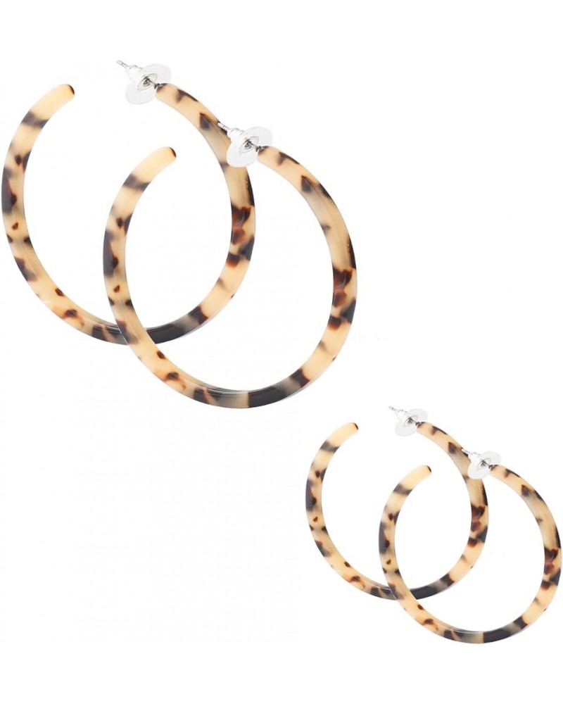 Acrylic Hoop Earrings Tortoiseshell Acrylic Earrings Geometric Resin Earring Studs for Women Girls B 2PCS Leoaprd $7.94 Earrings