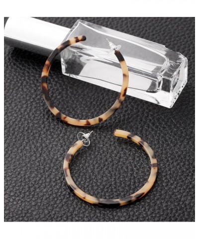 Acrylic Hoop Earrings Tortoiseshell Acrylic Earrings Geometric Resin Earring Studs for Women Girls B 2PCS Leoaprd $7.94 Earrings