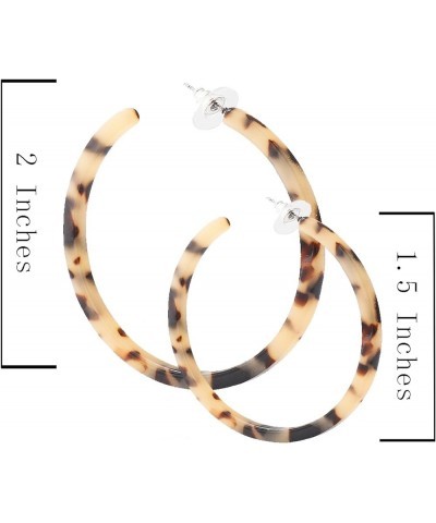 Acrylic Hoop Earrings Tortoiseshell Acrylic Earrings Geometric Resin Earring Studs for Women Girls B 2PCS Leoaprd $7.94 Earrings