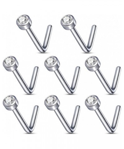 L Shaped Nose Studs 18G 20G Titanium Nose Studs for Women Crystal Small Nose Studs Nose Piercing Jewelry 20G Crystal $7.41 Bo...