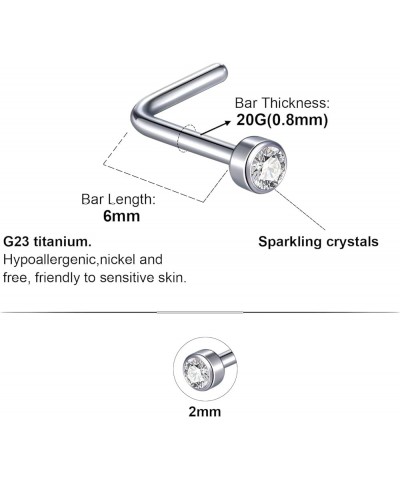 L Shaped Nose Studs 18G 20G Titanium Nose Studs for Women Crystal Small Nose Studs Nose Piercing Jewelry 20G Crystal $7.41 Bo...