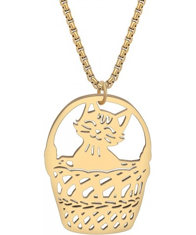 Stainless Steel Animal Cat Necklace Pendant for Women Girls 18K Gold Silver Plated Cute Kitten Necklaces Minimalist Jewelry G...