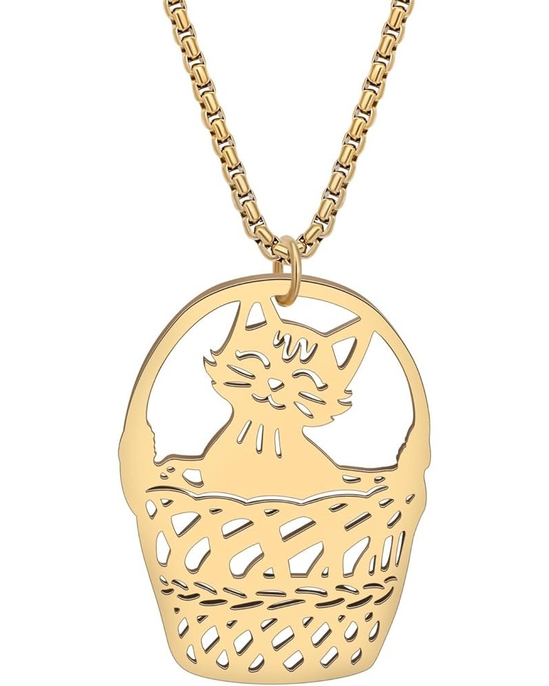 Stainless Steel Animal Cat Necklace Pendant for Women Girls 18K Gold Silver Plated Cute Kitten Necklaces Minimalist Jewelry G...