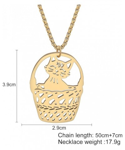 Stainless Steel Animal Cat Necklace Pendant for Women Girls 18K Gold Silver Plated Cute Kitten Necklaces Minimalist Jewelry G...