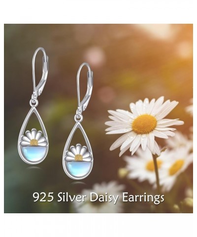 Moonstone Leverback Earrings Sterling Silver Dangle Sunflower/Daisy/Mushroom Earrings for Women Girls Birthday Jewelry Gift f...