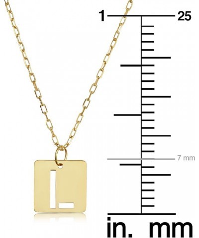 14k Yellow Gold Square Tile Initial Cut-out Letter Alphabet Necklace for Women (adjusts to 16 or 18 inch) L $51.80 Necklaces