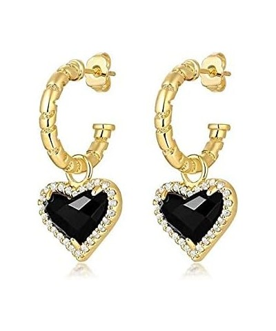 Earringswomen's Earringsfashion Earringseuropean and American Style Earringspersonalized Heart-Shaped Earringsblack Love Peac...