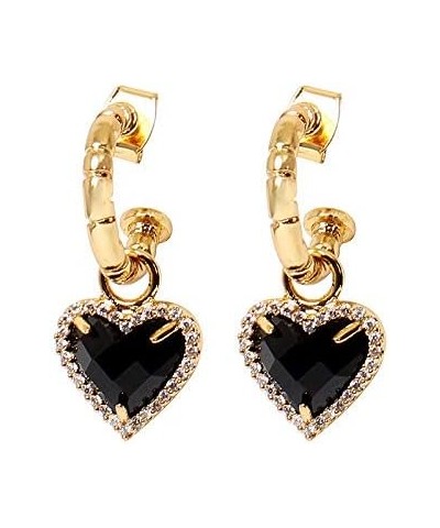 Earringswomen's Earringsfashion Earringseuropean and American Style Earringspersonalized Heart-Shaped Earringsblack Love Peac...