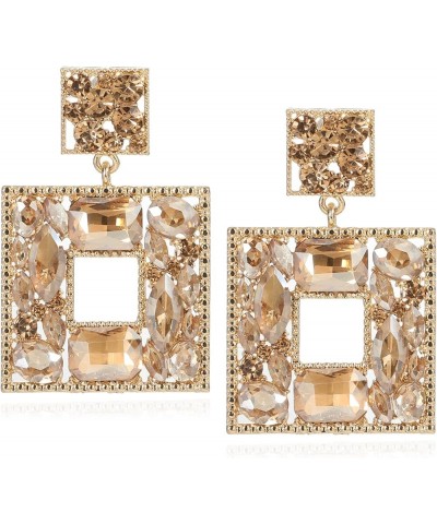 Rhinestone Square Statement Dangle Earrings Trendy Crystal Geometric Drop Earrings Hypoallergenic Jewelry for Women Party bro...