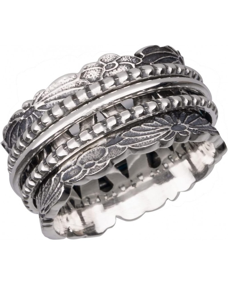 CHRYSANTHEMUM Sterling Silver Meditation Spinner Ring with Three Spinners (Style US78) $39.74 Others