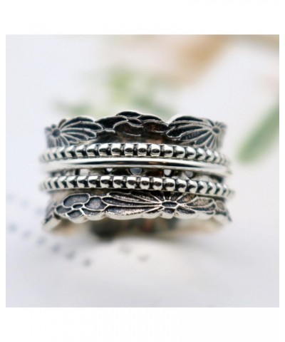 CHRYSANTHEMUM Sterling Silver Meditation Spinner Ring with Three Spinners (Style US78) $39.74 Others