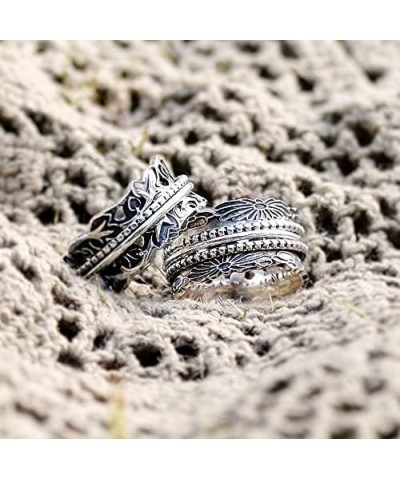 CHRYSANTHEMUM Sterling Silver Meditation Spinner Ring with Three Spinners (Style US78) $39.74 Others