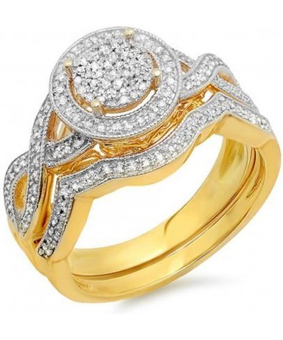 0.50 Carat (ctw) 18K Yellow Gold Plated Sterling Silver Diamond Micro Pave Engagement Ring Set 1/2 CT $72.08 Sets