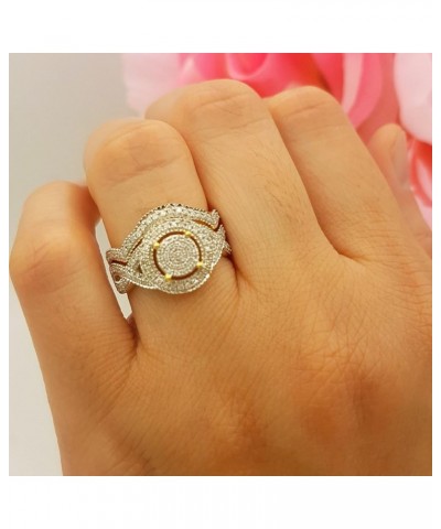 0.50 Carat (ctw) 18K Yellow Gold Plated Sterling Silver Diamond Micro Pave Engagement Ring Set 1/2 CT $72.08 Sets