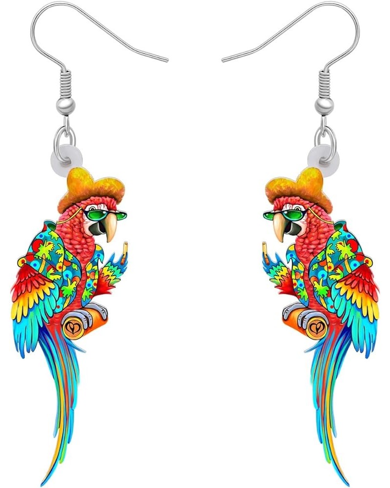 Acrylic Macaws Parrot Earrings Bird Dangle Drop Colorful Jewelry Gift For Women Girls Jimmy Buffett Accessories Hawaii A $7.4...