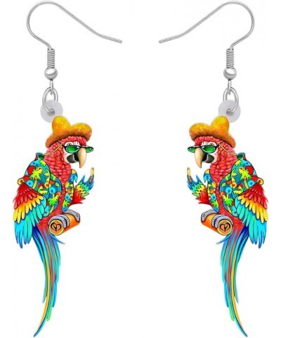 Acrylic Macaws Parrot Earrings Bird Dangle Drop Colorful Jewelry Gift For Women Girls Jimmy Buffett Accessories Hawaii A $7.4...