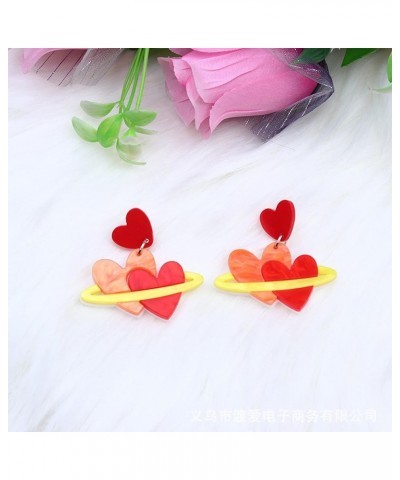 Hollow Heart Earrings Double Love Heart Dangle Earrings for Women Hot Pink Red Heart Earrings Acrylic Heart Earrings Thanksgi...