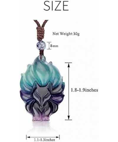 Natural crystal fluorite crystal fox nine tailed fox necklace Amulet pendant bead with adjustable chain Jewelry for women pri...