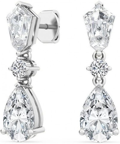 1-5 Carat (ctw) White Gold Kite, Pear and Round Cut LAB GROWN Diamond Drop Earrings (Color H-I Clarity VS1-VS2) Platinum 5.0 ...