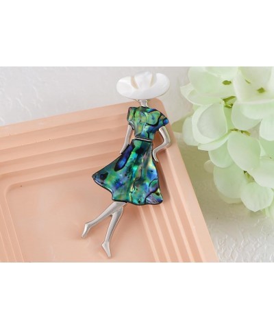 Silver Tone Abalone Shell Elegant Lady Women Dancer Brooch Pin for Wedding Birthday Party Abalone Color 02 $12.59 Brooches & ...