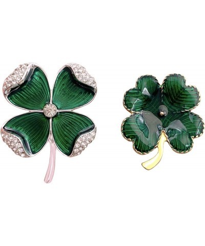 St. Patrick's Day Good Luck Charm Green Four Leaf Shamrock Clover Pin Brooch for Women Girls Green 2 Pcs $8.84 Brooches & Pins