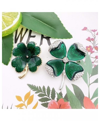 St. Patrick's Day Good Luck Charm Green Four Leaf Shamrock Clover Pin Brooch for Women Girls Green 2 Pcs $8.84 Brooches & Pins