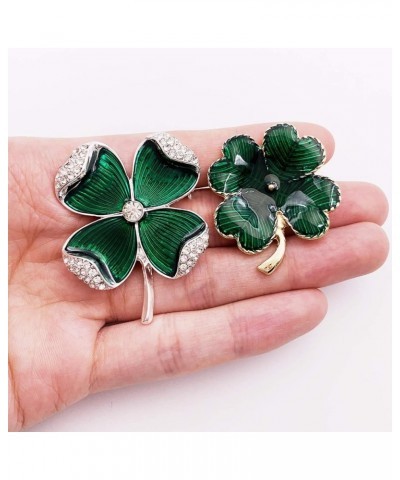 St. Patrick's Day Good Luck Charm Green Four Leaf Shamrock Clover Pin Brooch for Women Girls Green 2 Pcs $8.84 Brooches & Pins