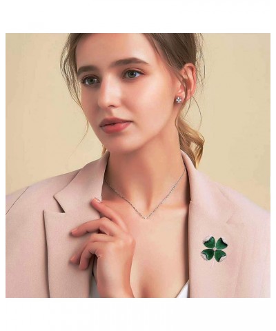 St. Patrick's Day Good Luck Charm Green Four Leaf Shamrock Clover Pin Brooch for Women Girls Green 2 Pcs $8.84 Brooches & Pins