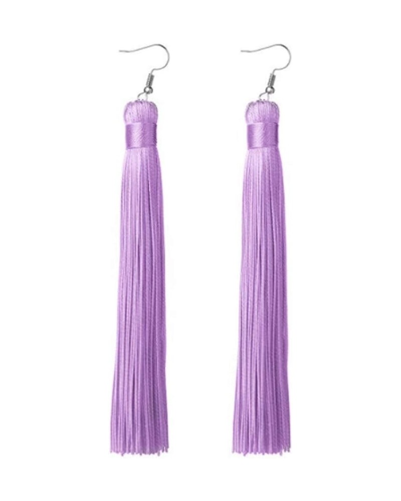 Women's Knotted Tassel Long Earrings 4.7 Lavender $7.27 Earrings