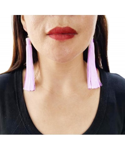 Women's Knotted Tassel Long Earrings 4.7 Lavender $7.27 Earrings