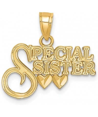 Solid 14k Yellow Gold Diamond-Cut Special Sister Pendant Charm $65.25 Pendants