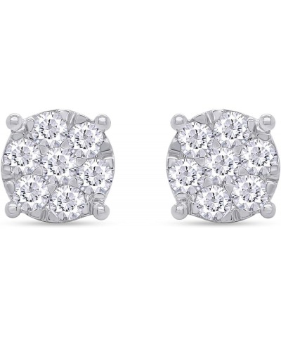 1 1/5 Carat Round Cut Lab Created Moissanite Diamond Cluster Stud Earrings In 14k Gold Over Sterling Silver Jewelry For Women...