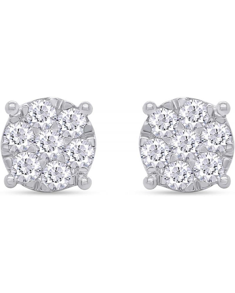 1 1/5 Carat Round Cut Lab Created Moissanite Diamond Cluster Stud Earrings In 14k Gold Over Sterling Silver Jewelry For Women...