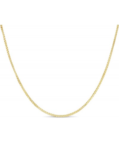 Solid 18K Gold Over 925 Sterling Silver Chain Necklace for Women Girls, 0.8mm Box Chain Necklace Lobster Claw Clasp-Super Thi...