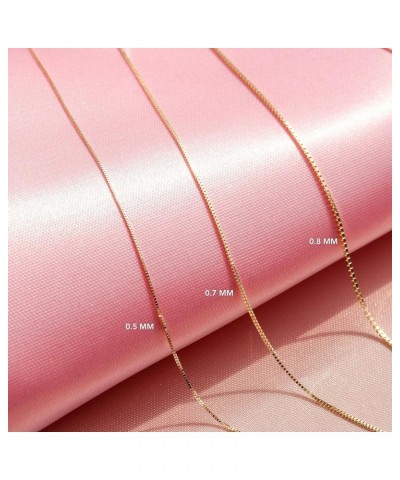 Solid 18K Gold Over 925 Sterling Silver Chain Necklace for Women Girls, 0.8mm Box Chain Necklace Lobster Claw Clasp-Super Thi...