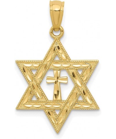 14k Yellow Gold Star of David Cross Pendant for Women (L- 26 mm W- 16 mm) $79.18 Pendants