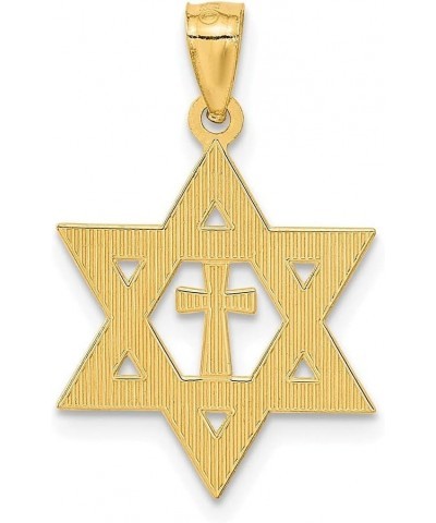 14k Yellow Gold Star of David Cross Pendant for Women (L- 26 mm W- 16 mm) $79.18 Pendants