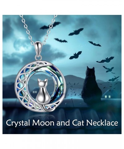 Cat Necklace for Women Sterling Silver Crystal Celtic Moon Pendant Irish Jewelry Family Gifts white 1 $14.27 Necklaces