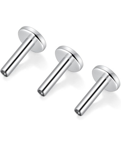 3pcs G23 Titanium Internally Threaded Labret Bar Stud Post 16G 6/8/10mm Labret Monroe Lip Studs Helix Cartilage Tragus Earrin...