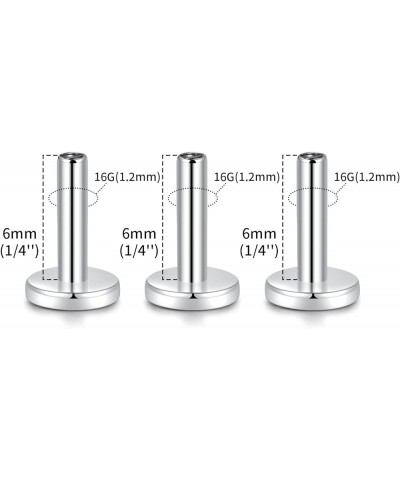 3pcs G23 Titanium Internally Threaded Labret Bar Stud Post 16G 6/8/10mm Labret Monroe Lip Studs Helix Cartilage Tragus Earrin...